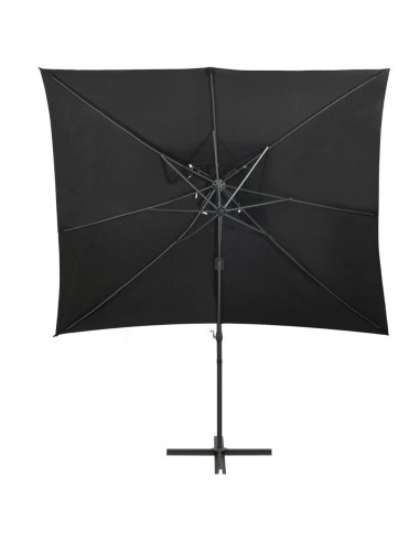 Ombrellone a Sbalzo con Doppia Copertura 250x250 cm Nero