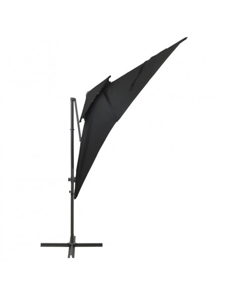 Ombrellone a Sbalzo con Doppia Copertura 250x250 cm Nero