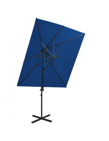 Ombrellone a Sbalzo con Doppia Copertura 250x250 cm Azzurro