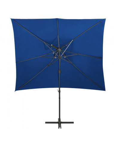 Ombrellone a Sbalzo con Doppia Copertura 250x250 cm Azzurro