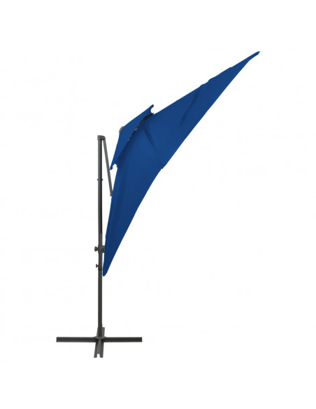 Ombrellone a Sbalzo con Doppia Copertura 250x250 cm Azzurro