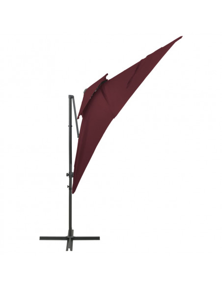 Ombrellone a Sbalzo con Doppia Copertura 250x250 cm Rosso Bordò