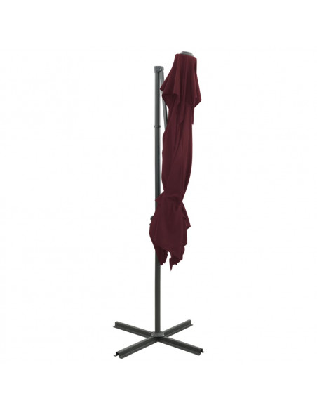 Ombrellone a Sbalzo con Doppia Copertura 250x250 cm Rosso Bordò