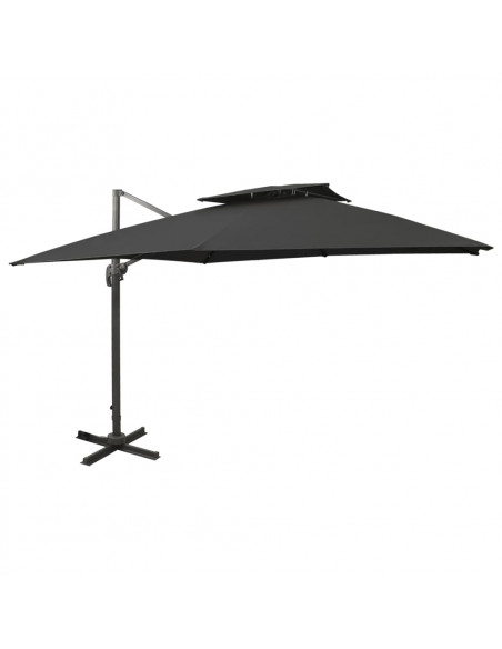 Ombrellone a Sbalzo con Doppia Copertura 300x300 cm Nero