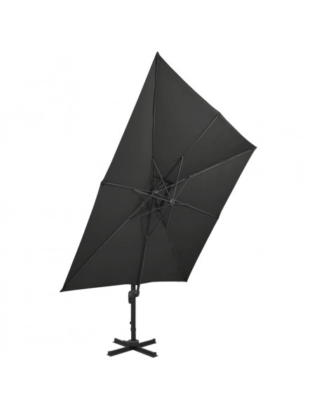 Ombrellone a Sbalzo con Doppia Copertura 300x300 cm Nero