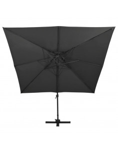 Ombrellone a Sbalzo con Doppia Copertura 300x300 cm Nero 2