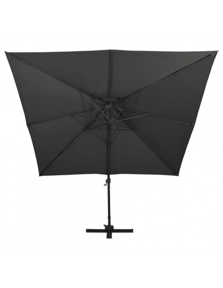 Ombrellone a Sbalzo con Doppia Copertura 300x300 cm Nero