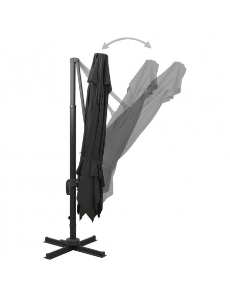 Ombrellone a Sbalzo con Doppia Copertura 300x300 cm Nero
