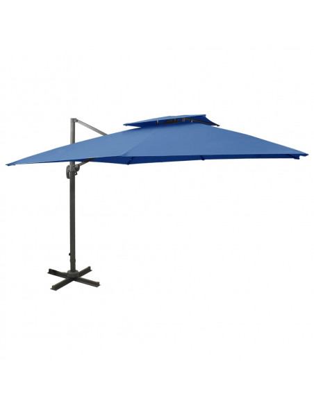 Ombrellone a Sbalzo con Doppia Copertura 300x300 cm Azzurro
