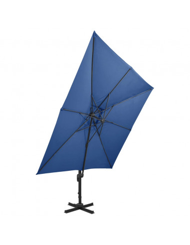 Ombrellone a Sbalzo con Doppia Copertura 300x300 cm Azzurro