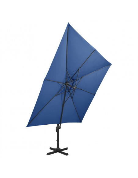 Ombrellone a Sbalzo con Doppia Copertura 300x300 cm Azzurro