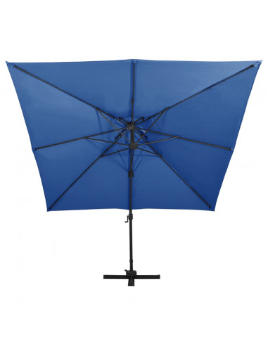 Ombrellone a Sbalzo con Doppia Copertura 300x300 cm Azzurro