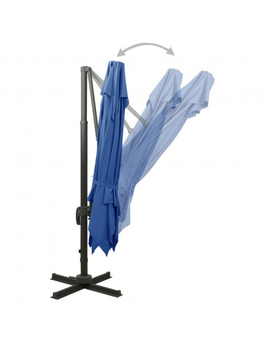 Ombrellone a Sbalzo con Doppia Copertura 300x300 cm Azzurro