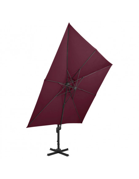 Ombrellone a Sbalzo con Doppia Copertura 300x300 cm Rosso Bordò