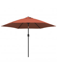 Ombrellone da Esterni con LED e Palo Acciaio 300 cm Terracotta 2