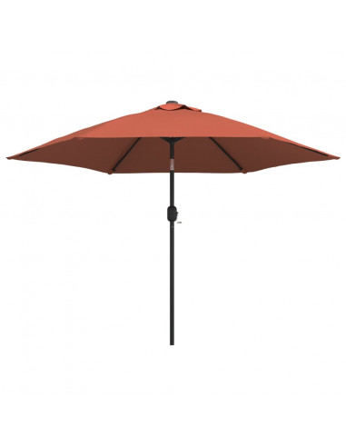 Ombrellone da Giardino con LED e Palo Acciaio 300 cm Terracotta