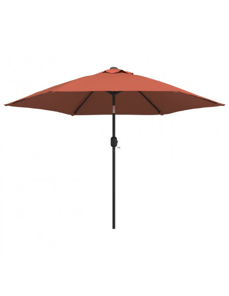 Ombrellone da Giardino con LED e Palo Acciaio 300 cm Terracotta