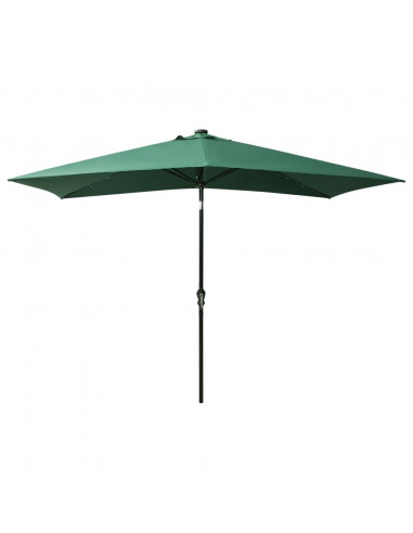 Ombrellone da Esterni con LED e Palo in Acciaio Verde 2x3 m