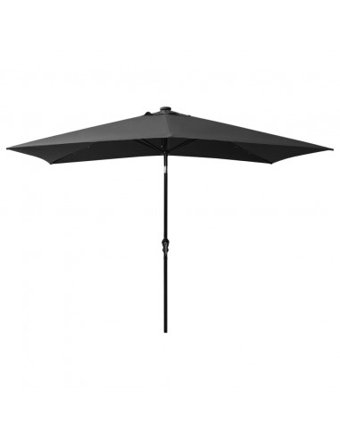 Ombrellone da Esterni con LED e Palo in Acciaio Antracite 2x3 m
