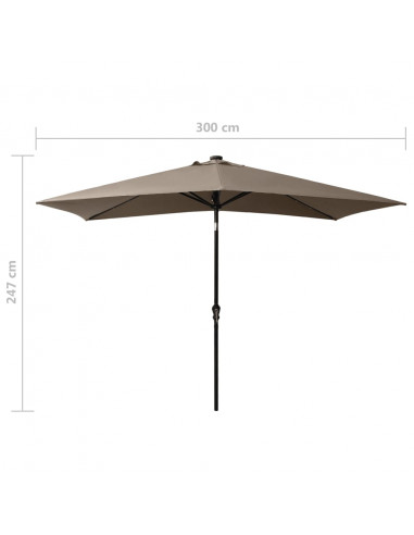 Ombrellone da Esterni con LED e Palo in Acciaio Talpa 2x3 m
