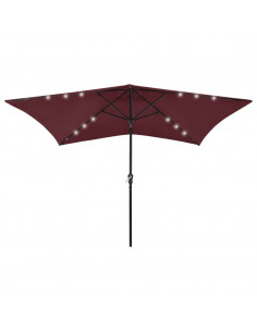 Ombrellone da Esterni LED e Palo in Acciaio Rosso Bordò 2x3 m 2