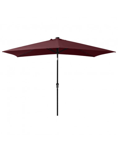 Ombrellone da Esterni LED e Palo in Acciaio Rosso Bordò 2x3 m