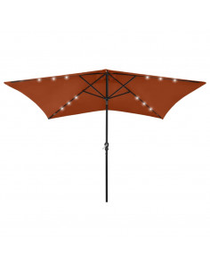 Ombrellone da Esterni con LED e Palo in Acciaio Terracotta 2x3m 2