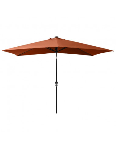 Ombrellone da Esterni con LED e Palo in Acciaio Terracotta 2x3m