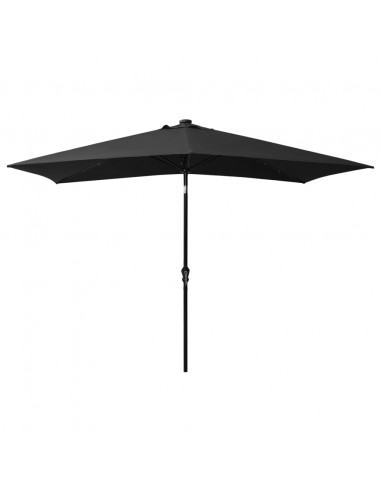 Ombrellone da Esterni con LED e Palo in Acciaio Nero 2x3 m