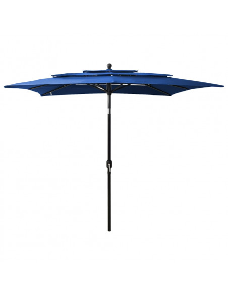 Ombrellone a 3 Livelli con Palo in Alluminio Azzurro 2,5x2,5 m
