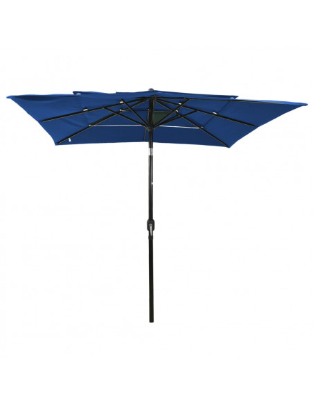Ombrellone a 3 Livelli con Palo in Alluminio Azzurro 2,5x2,5 m