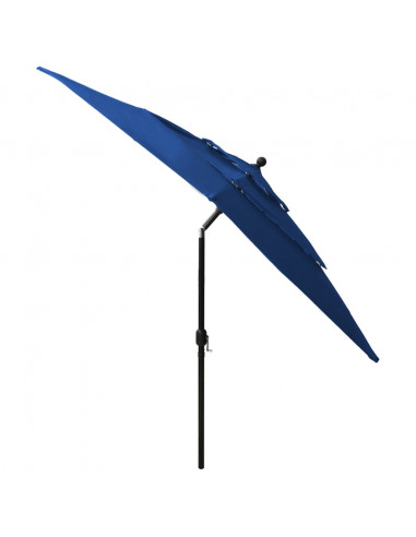Ombrellone a 3 Livelli con Palo in Alluminio Azzurro 2,5x2,5 m