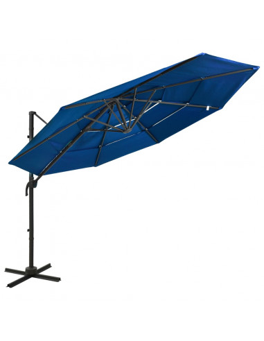 Ombrellone a 4 Livelli con Palo in Alluminio Azzurro 3x3 m