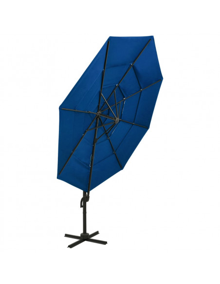 Ombrellone a 4 Livelli con Palo in Alluminio Azzurro 3x3 m