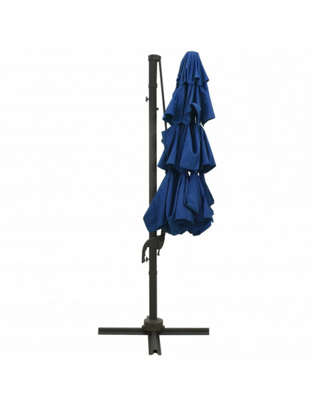 Ombrellone a 4 Livelli con Palo in Alluminio Azzurro 3x3 m