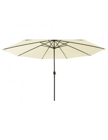Ombrellone da Esterni con LED e Palo in Metallo 400 cm Sabbia