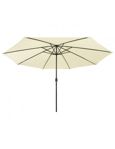 Ombrellone da Esterni con LED e Palo in Metallo 400 cm Sabbia