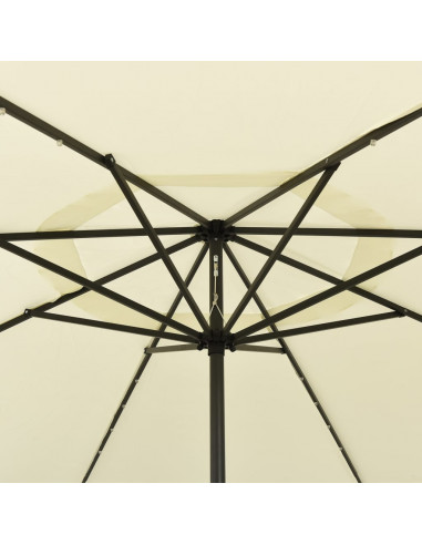 Ombrellone da Esterni con LED e Palo in Metallo 400 cm Sabbia