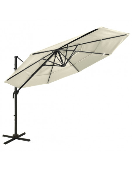 Ombrellone a 4 Livelli con Palo in Alluminio Sabbia 3x3 m