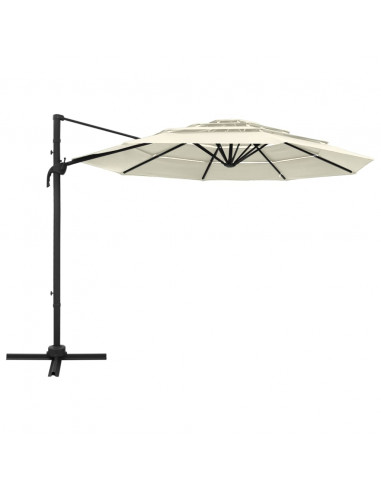 Ombrellone a 4 Livelli con Palo in Alluminio Sabbia 3x3 m