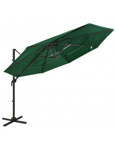 Ombrellone a 4 Livelli con Palo in Alluminio Verde 3x3 m 2