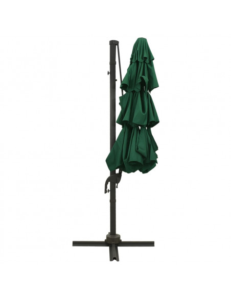 Ombrellone a 4 Livelli con Palo in Alluminio Verde 3x3 m