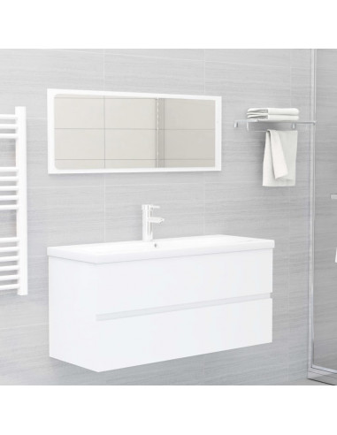 Mobile con Lavabo Integrato Bianco in Legno Multistrato