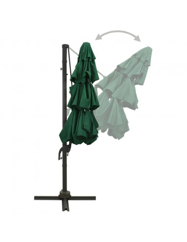 Ombrellone a 4 Livelli con Palo in Alluminio Verde 3x3 m