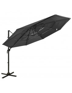 Ombrellone a 4 Livelli con Palo in Alluminio Antracite 3x3 m 2