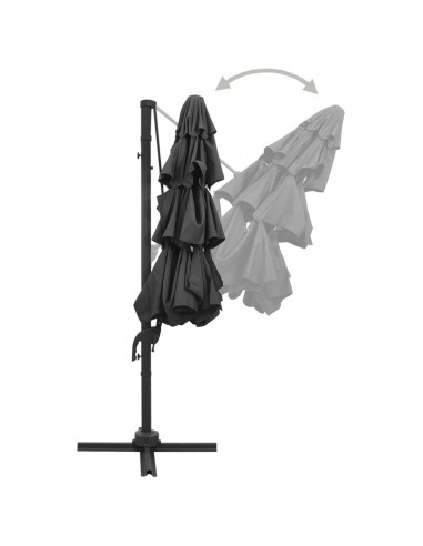 Ombrellone a 4 Livelli con Palo in Alluminio Antracite 3x3 m