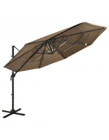 Ombrellone a 4 Livelli con Palo in Alluminio Grigio Talpa 3x3 m