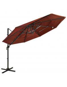 Ombrellone a 4 Livelli con Palo in Alluminio Terracotta 3x3 m 2