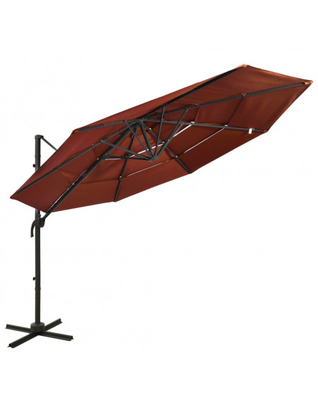 Ombrellone a 4 Livelli con Palo in Alluminio Terracotta 3x3 m