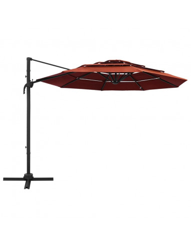 Ombrellone a 4 Livelli con Palo in Alluminio Terracotta 3x3 m